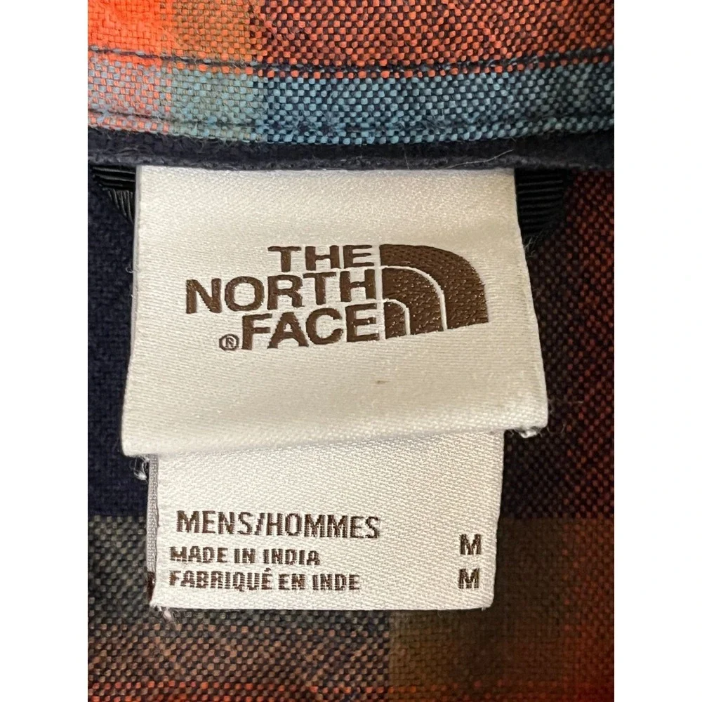 North‎ Face Flannel Check Shirt M Orange Plaid Lumberjack Outdoor Grunge Skater
